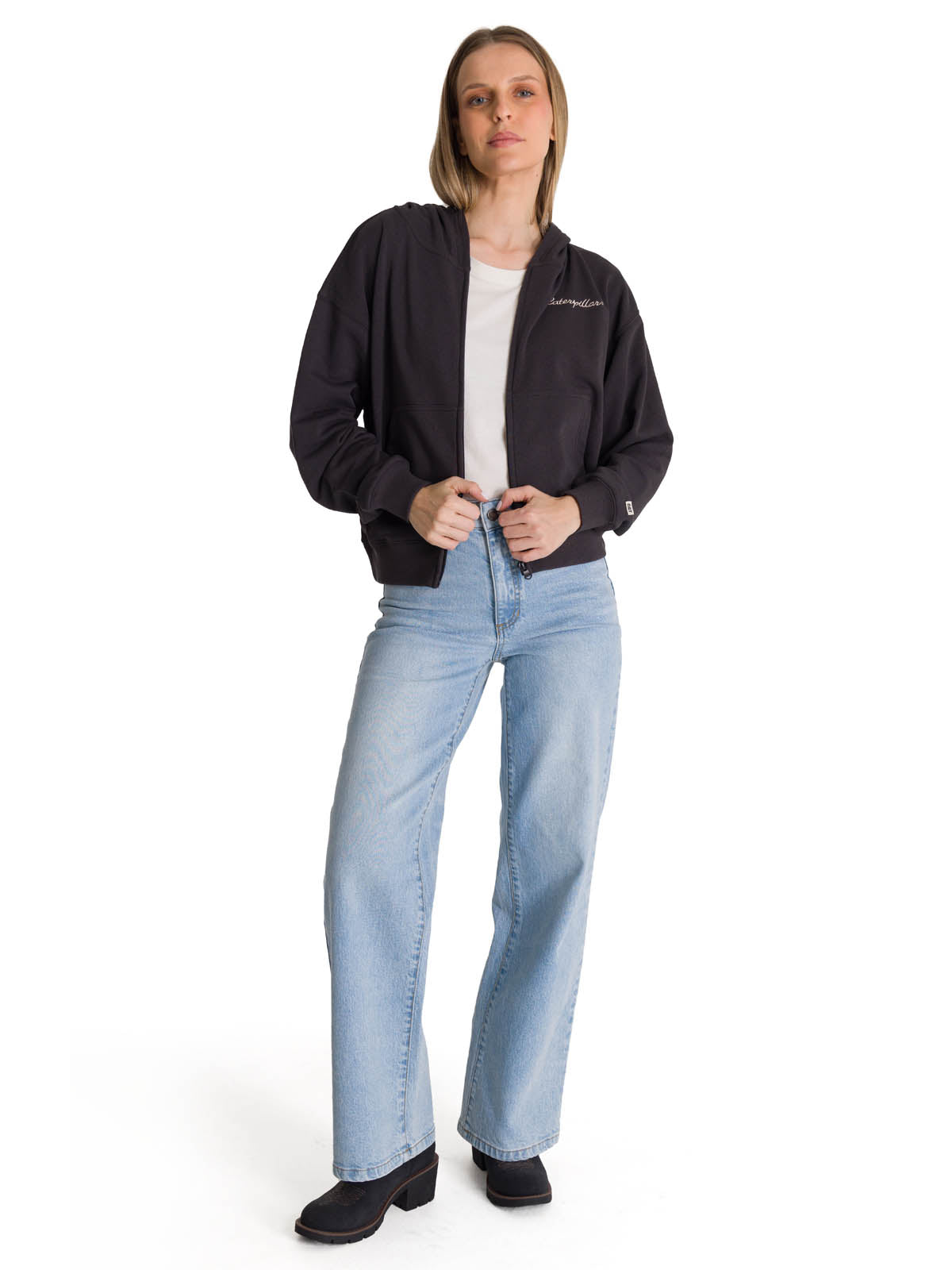 Polerón Crewneck Mujer Relaxed French Terry Negro CAT