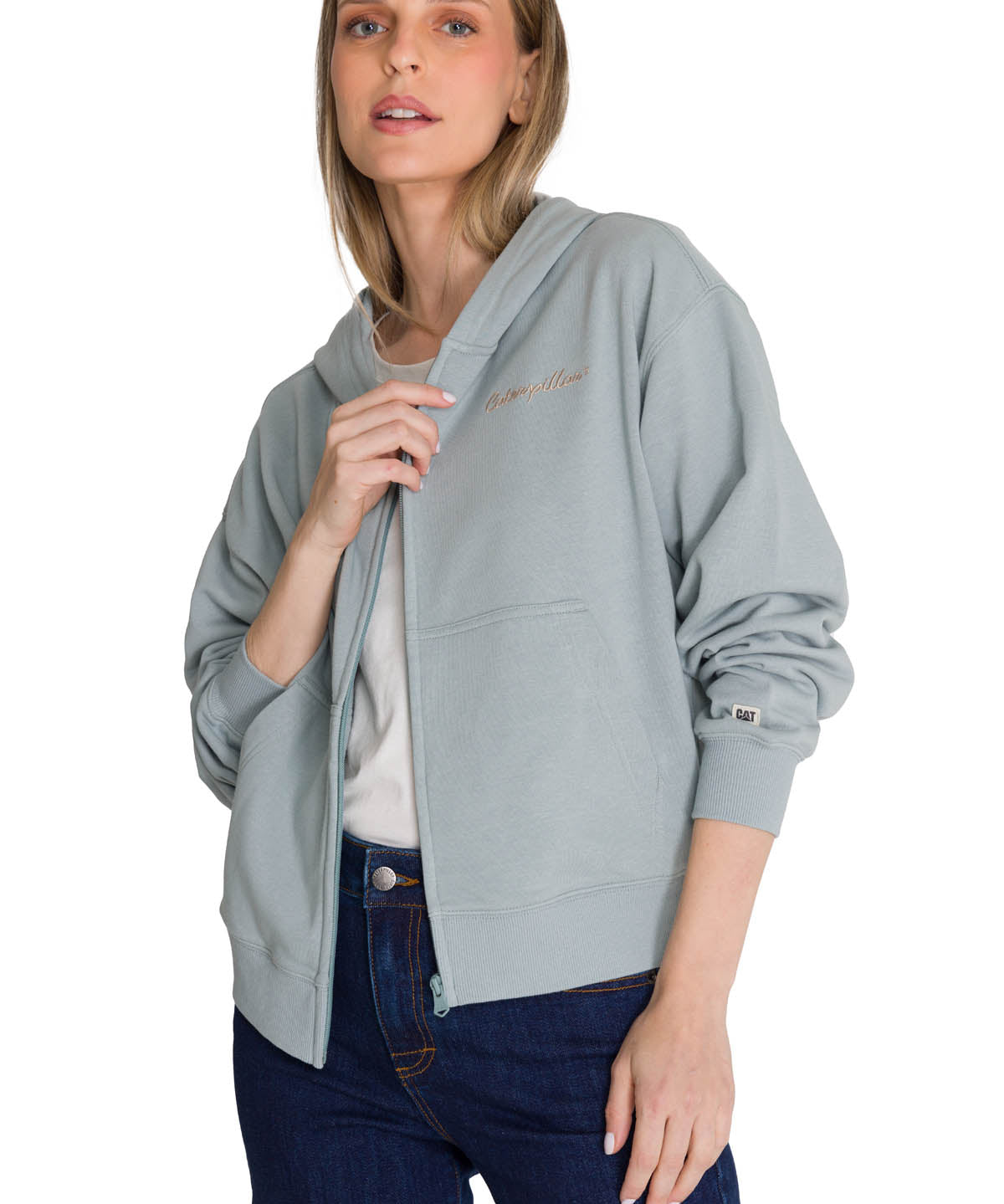 Polerón Crewneck Mujer Relaxed French Terry Celeste CAT