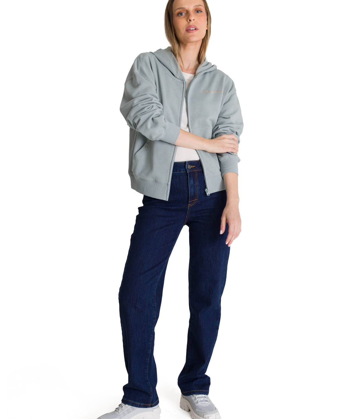 Polerón Crewneck Mujer Relaxed French Terry Celeste CAT