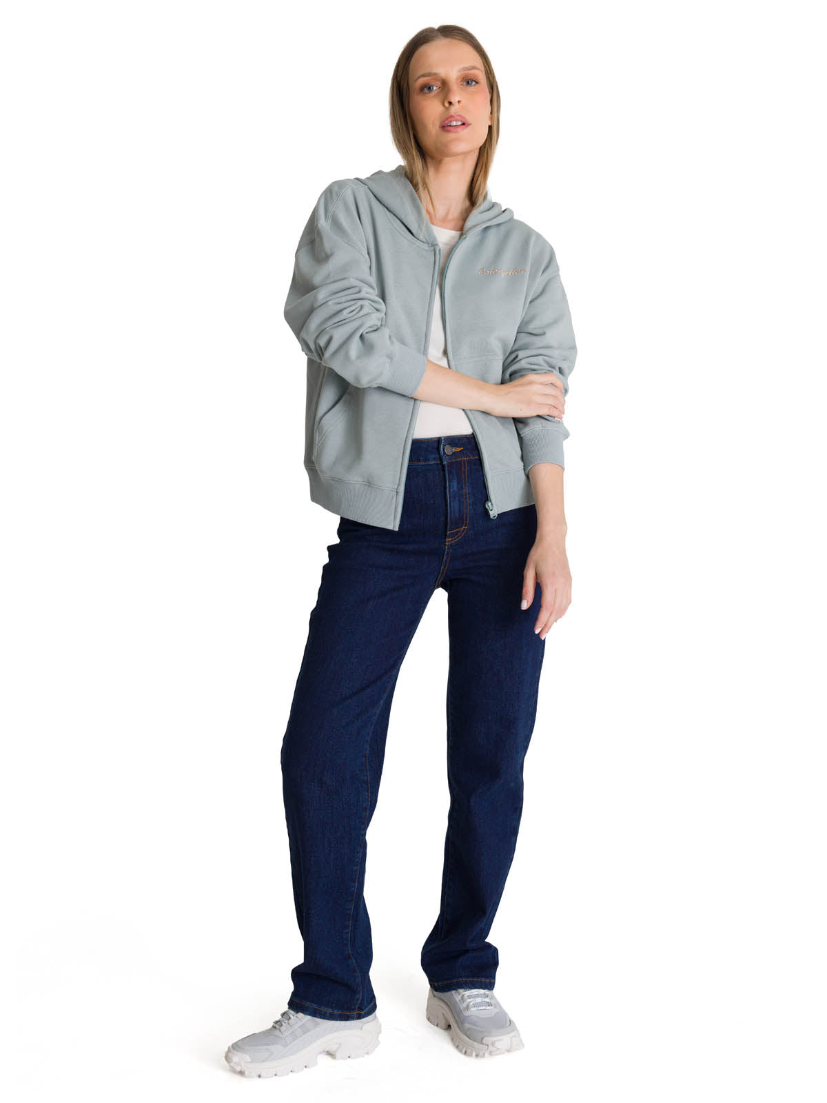 Polerón Crewneck Mujer Relaxed French Terry Celeste CAT