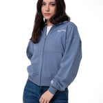 Polerón Mujer Relaxed French Terry Full Zip Azul Cat