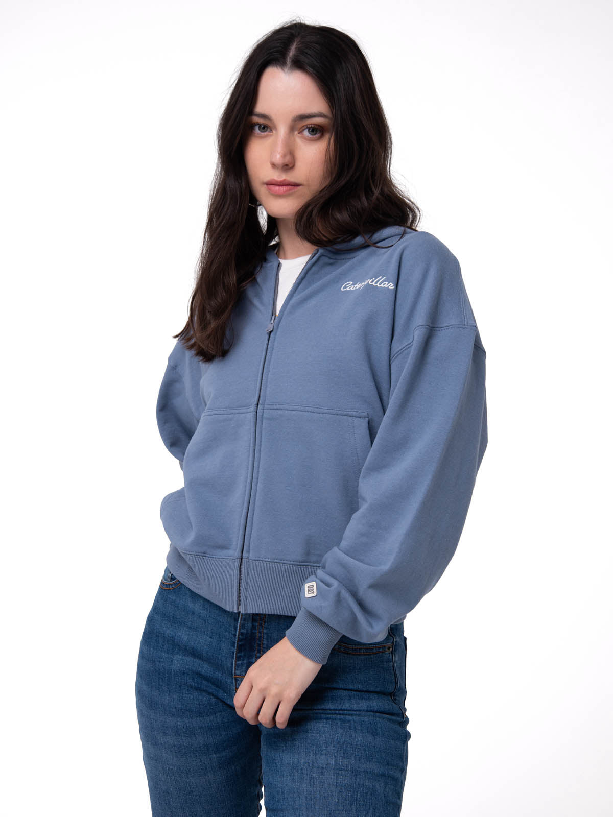 Polerón Mujer Relaxed French Terry Full Zip Azul Cat