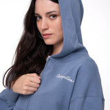 Polerón Mujer Relaxed French Terry Full Zip Azul Cat