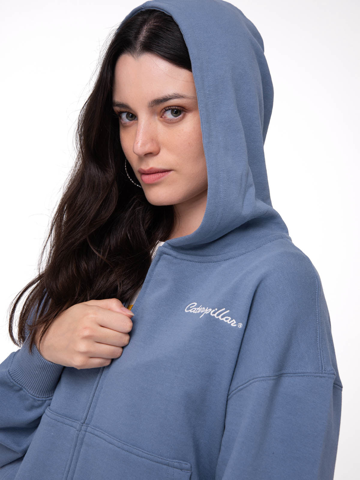 Polerón Mujer Relaxed French Terry Full Zip Azul Cat