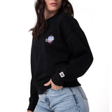 Polerón Crewneck Mujer Diseño French Terry Negro Cat