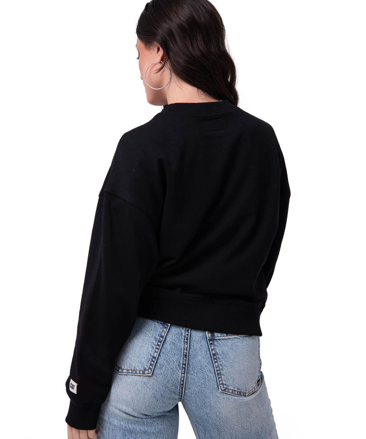 Polerón Crewneck Mujer Diseño French Terry Negro Cat