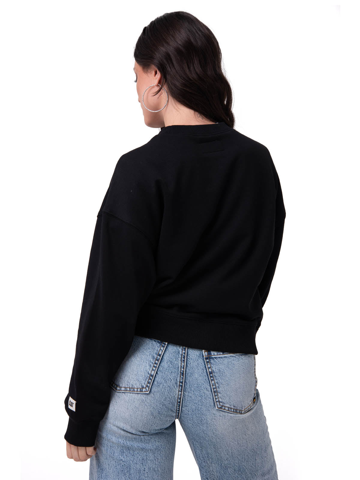 Polerón Crewneck Mujer Diseño French Terry Negro Cat