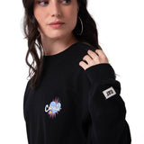 Polerón Crewneck Mujer Diseño French Terry Negro Cat