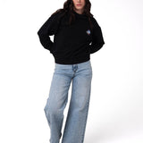 Polerón Crewneck Mujer Diseño French Terry Negro Cat