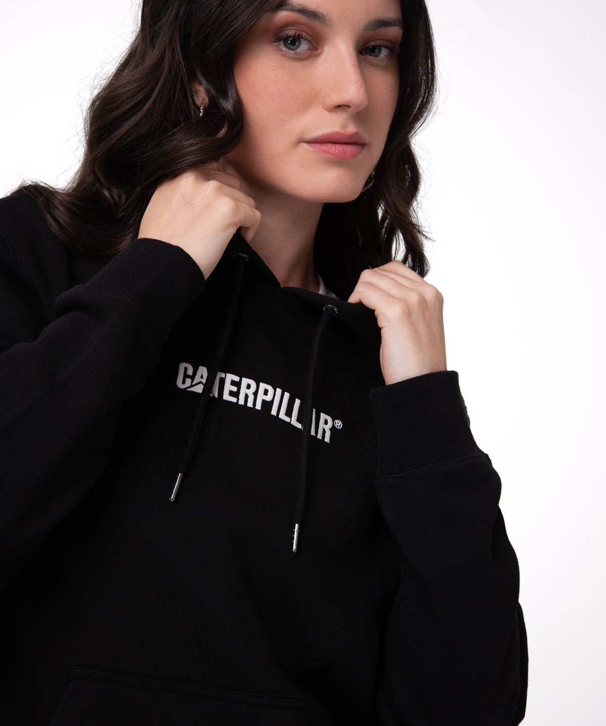 Polerón Con Gorro Mujer Fleece Caterpillar Negro