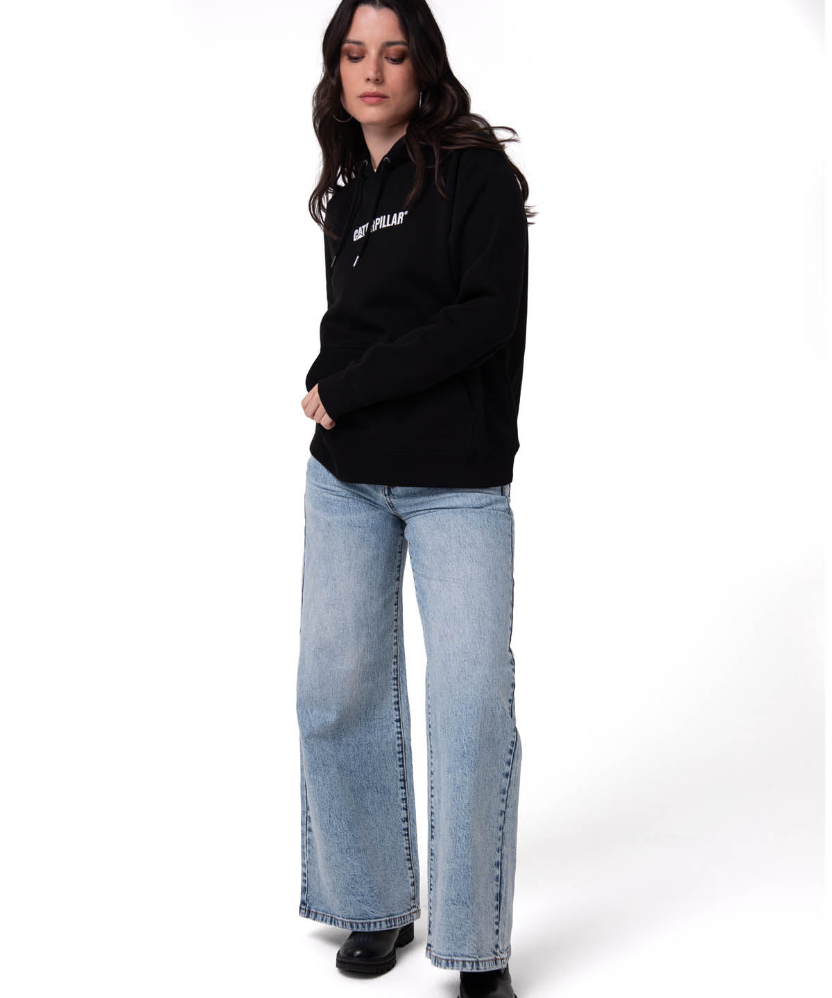 Polerón Con Gorro Mujer Fleece Caterpillar Negro