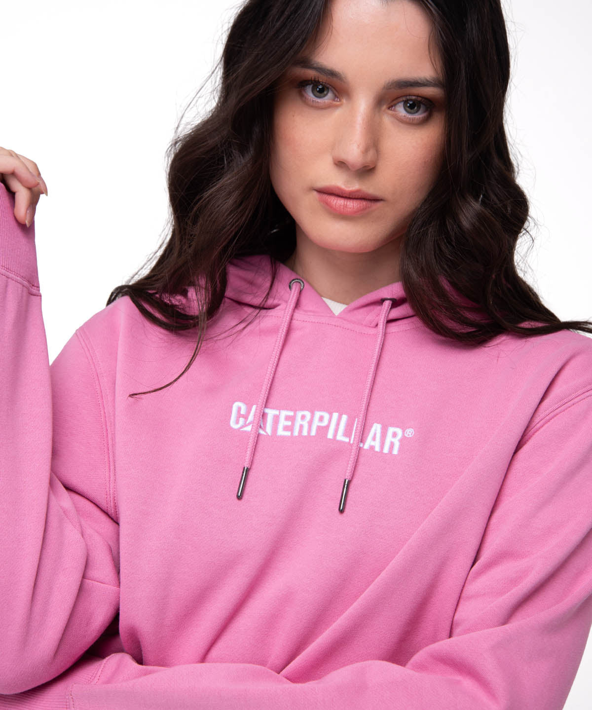 Polerón Con Gorro Mujer Fleece Caterpillar Rosa