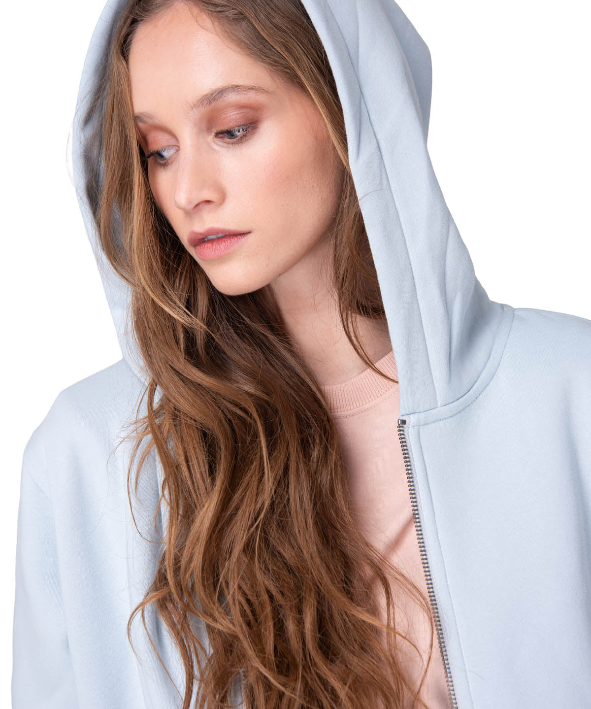 Poleron Mujer W Cat Patch Full Zip Celeste