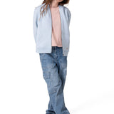 Poleron Mujer W Cat Patch Full Zip Celeste