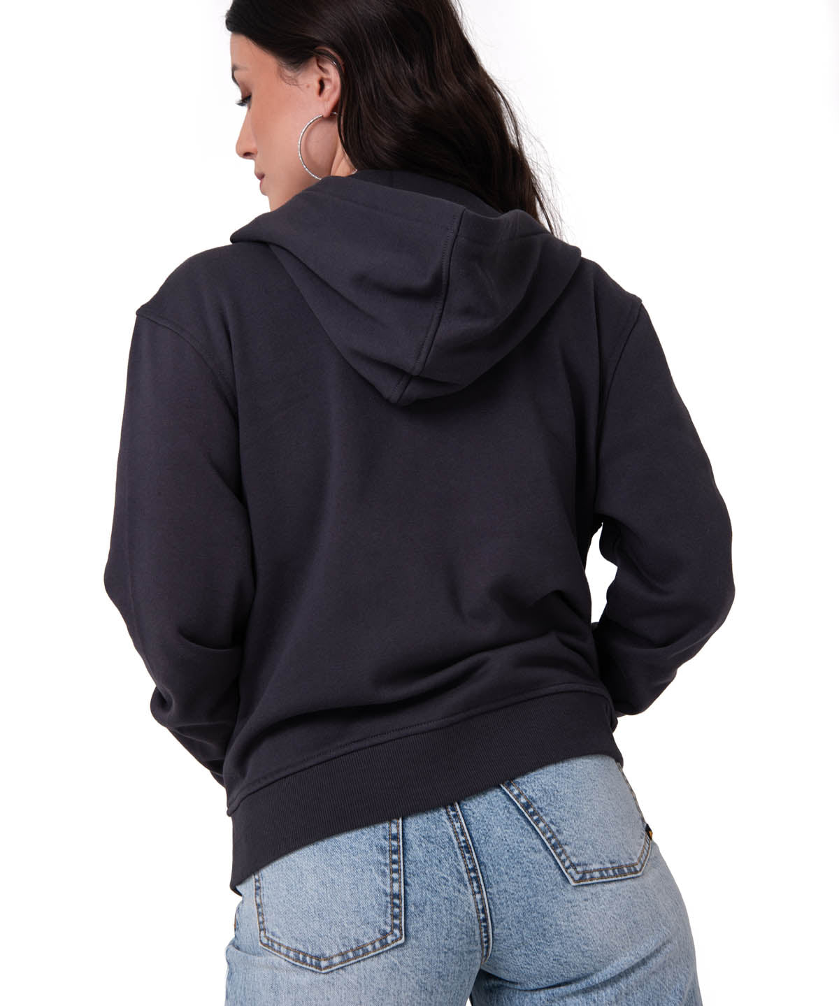 Polerón Con Gorro Mujer Patch Full Zip Negro Cat