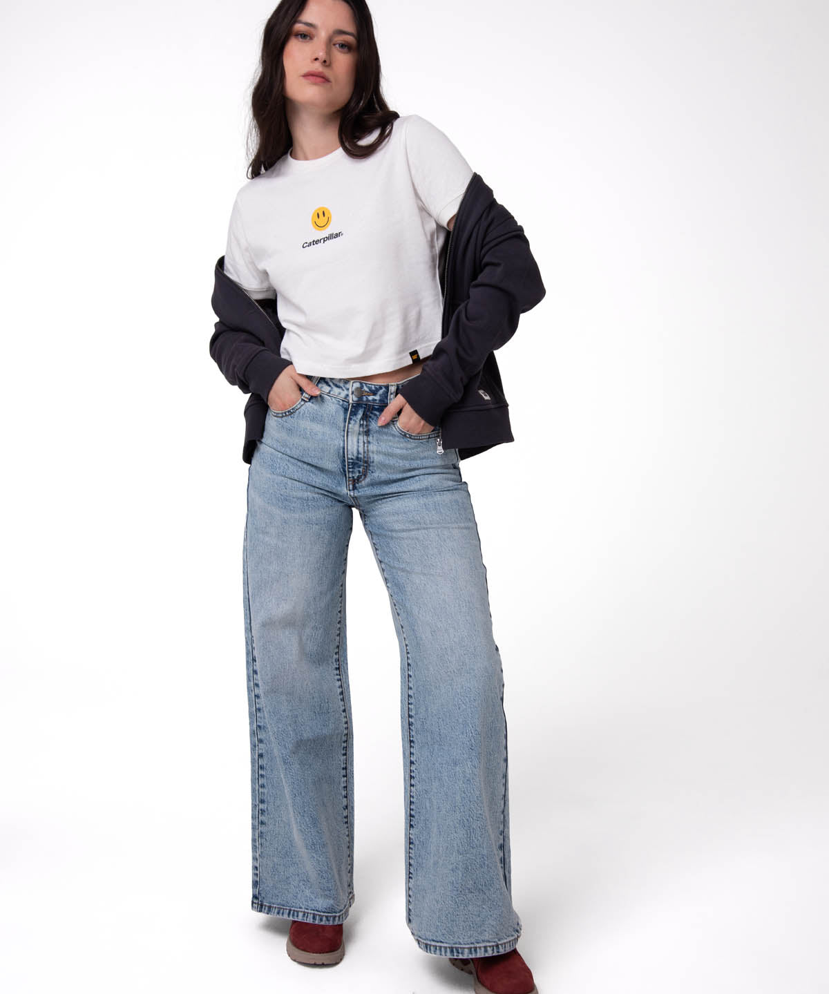 Polerón Con Gorro Mujer Patch Full Zip Negro Cat