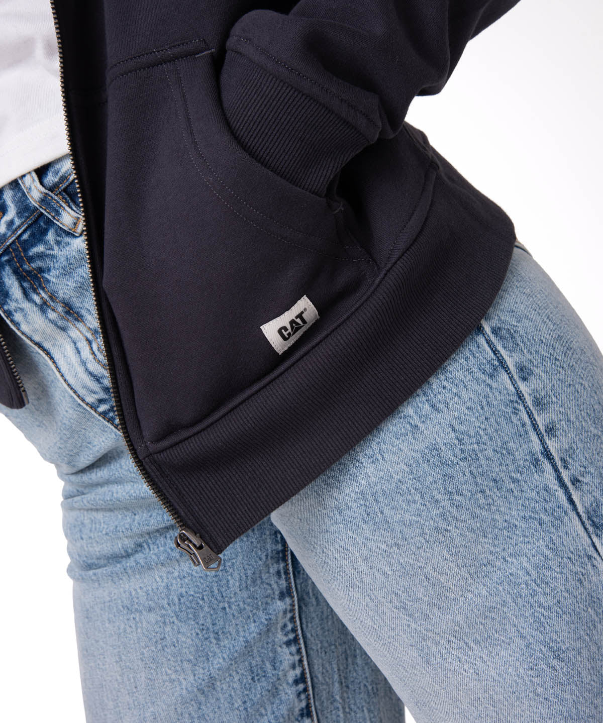 Polerón Con Gorro Mujer Patch Full Zip Negro Cat