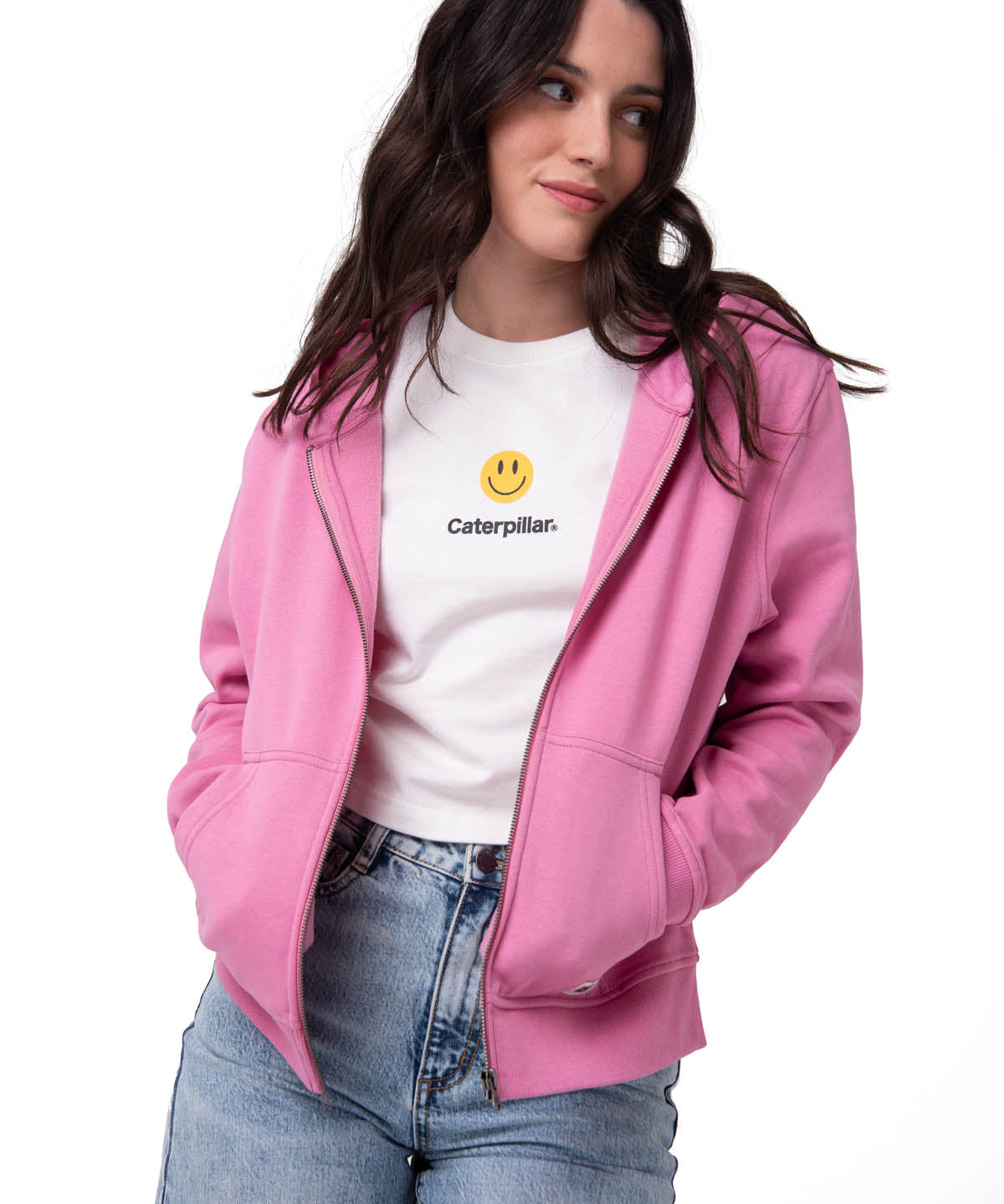 Polerón Con Gorro Mujer Patch Full Zip Rosa Cat