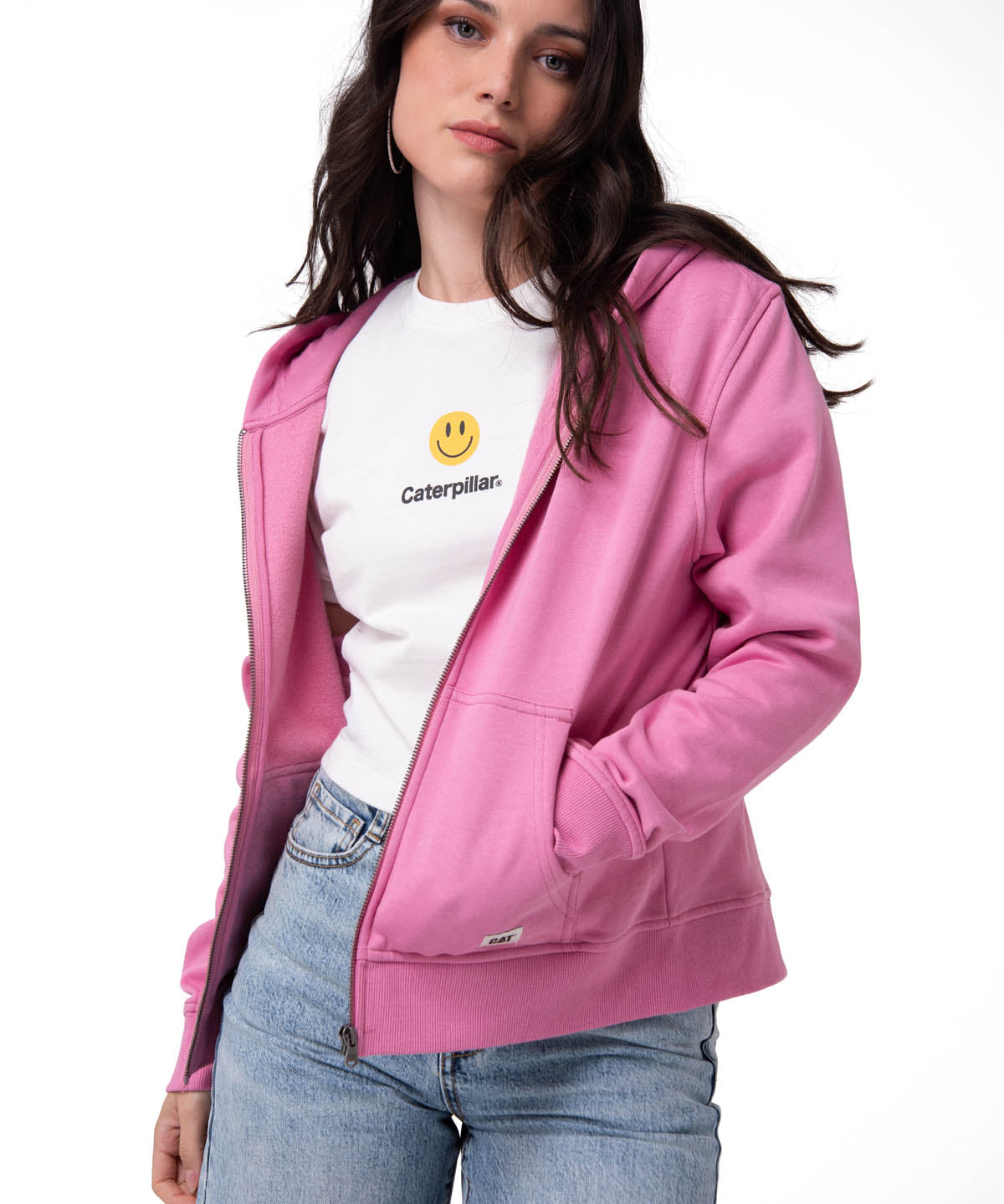 Polerón Con Gorro Mujer Patch Full Zip Rosa Cat