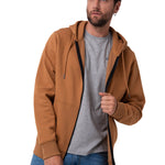 Polerón Con Gorro Hombre CAT Patch Full Zip Café Cat