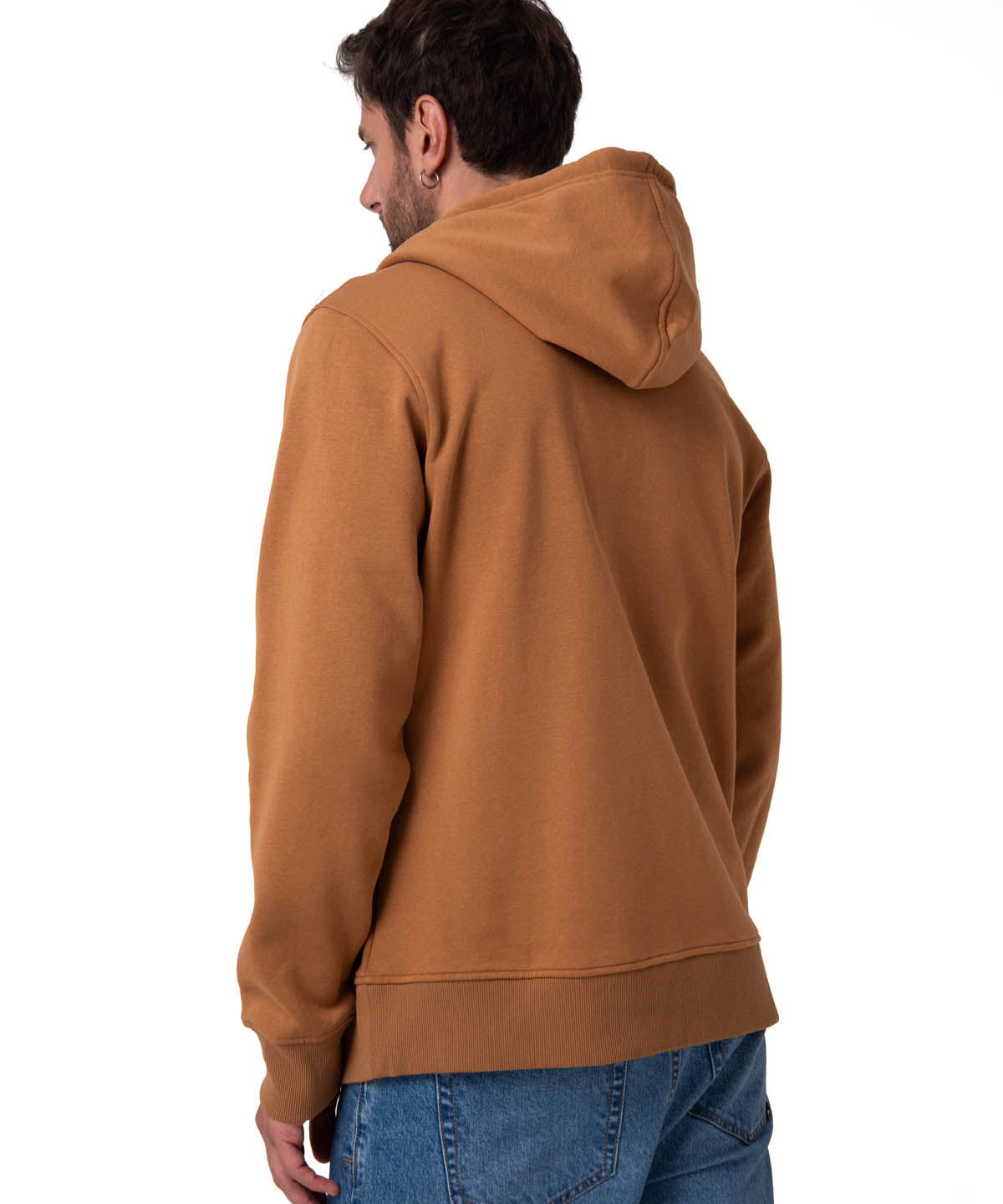 Polerón Con Gorro Hombre CAT Patch Full Zip Café Cat