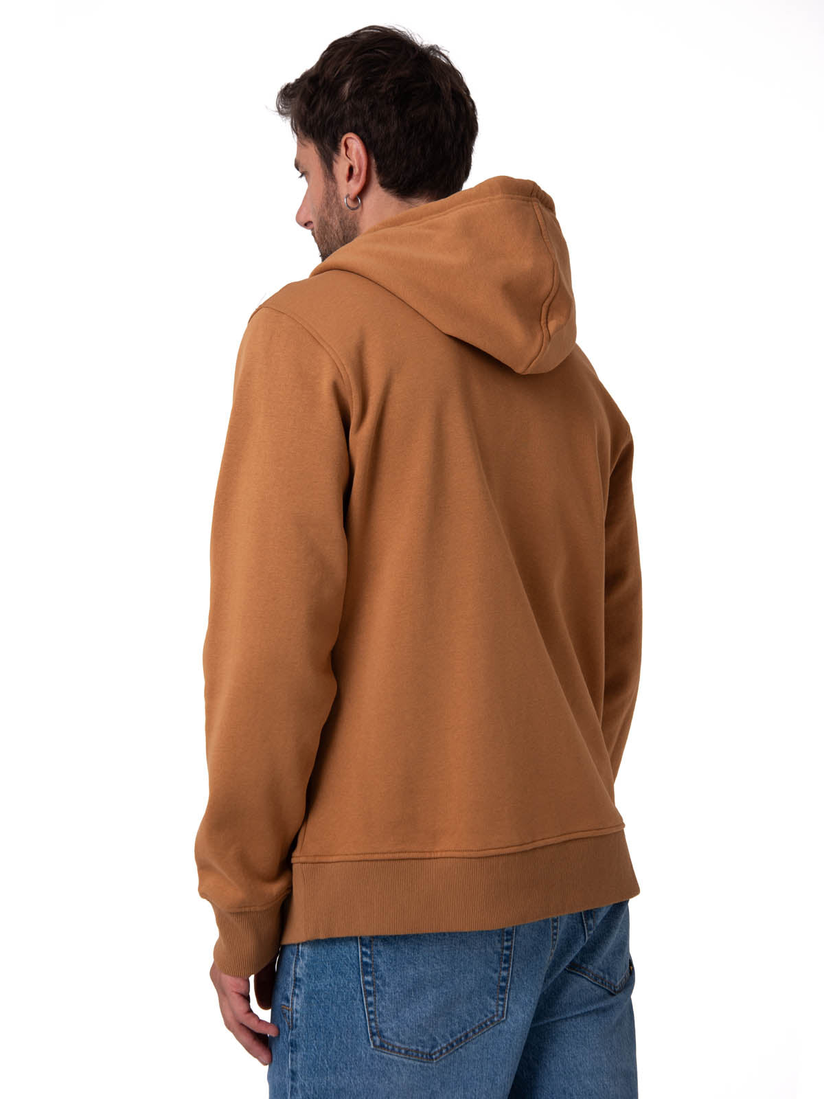 Polerón Con Gorro Hombre CAT Patch Full Zip Café Cat