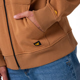 Polerón Con Gorro Hombre CAT Patch Full Zip Café Cat