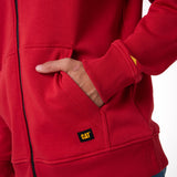 Polerón Con Gorro Hombre CAT Patch Full Zip Rojo Cat