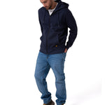 Polerón Con Gorro Hombre CAT Patch Full Zip Azul Oscuro Cat