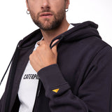 Polerón Con Gorro Hombre CAT Patch Full Zip Negro Cat