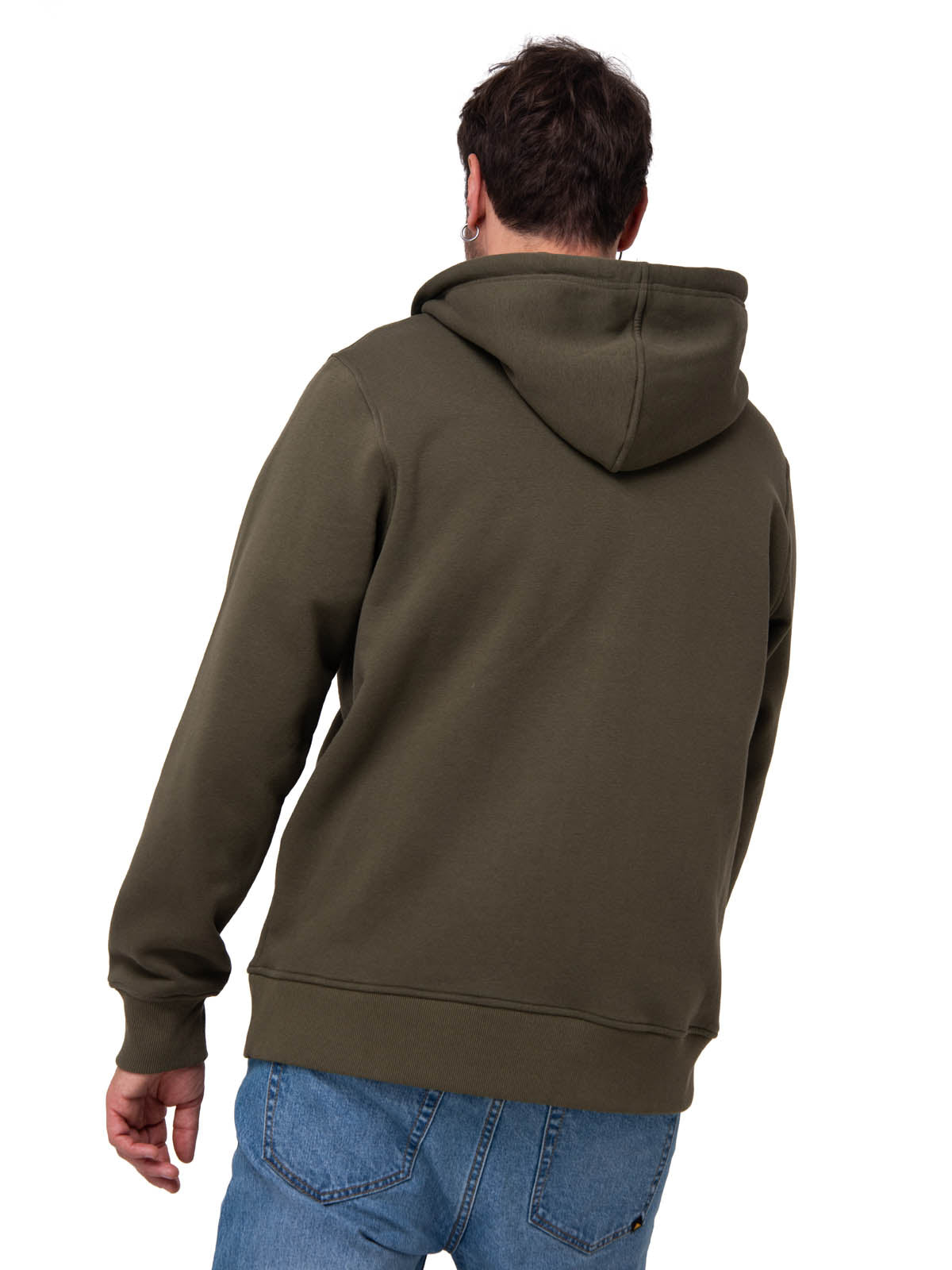 Polerón Con Gorro Hombre CAT Patch Full Zip Verde Cat