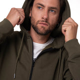 Polerón Con Gorro Hombre CAT Patch Full Zip Verde Cat