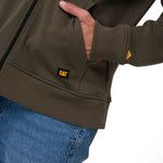 Polerón Con Gorro Hombre CAT Patch Full Zip Verde Cat