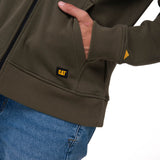 Polerón Con Gorro Hombre CAT Patch Full Zip Verde Cat