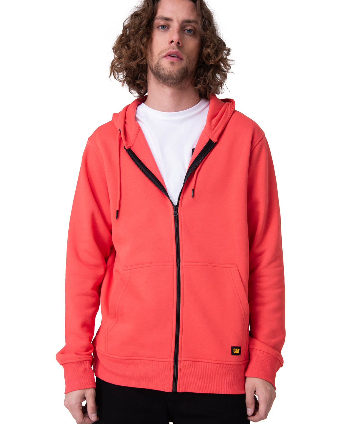 Poleron Hombre Fleece Cat Patch Ful Rosado