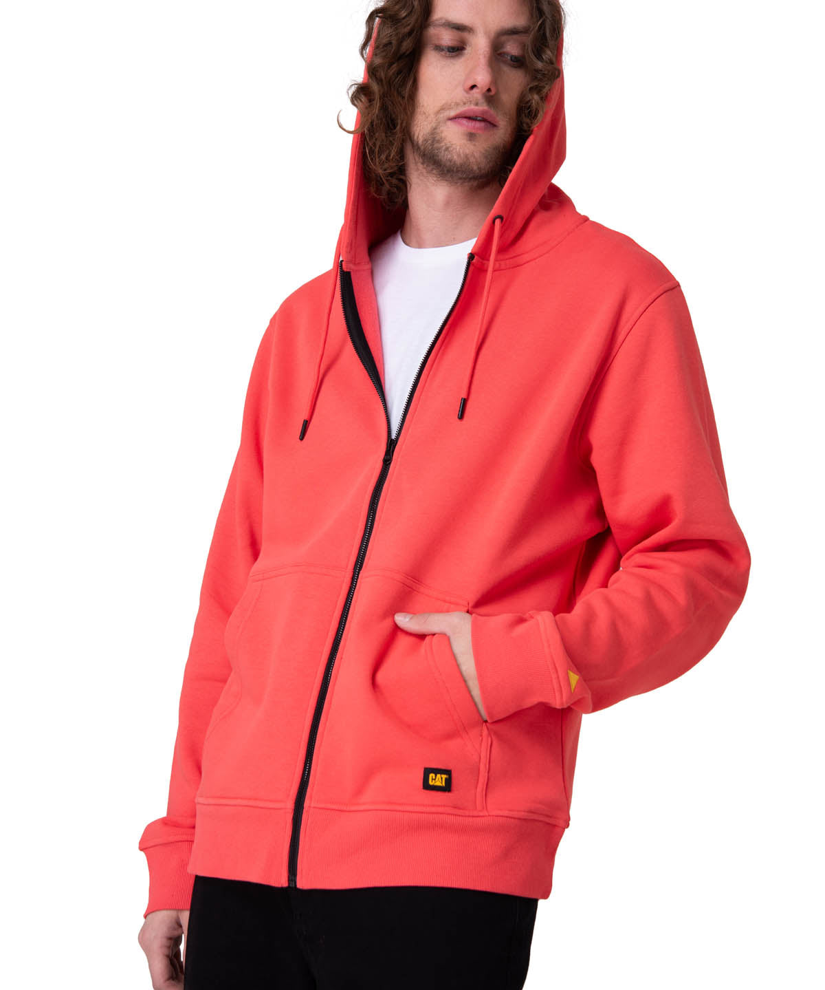 Poleron Hombre Fleece Cat Patch Ful Rosado