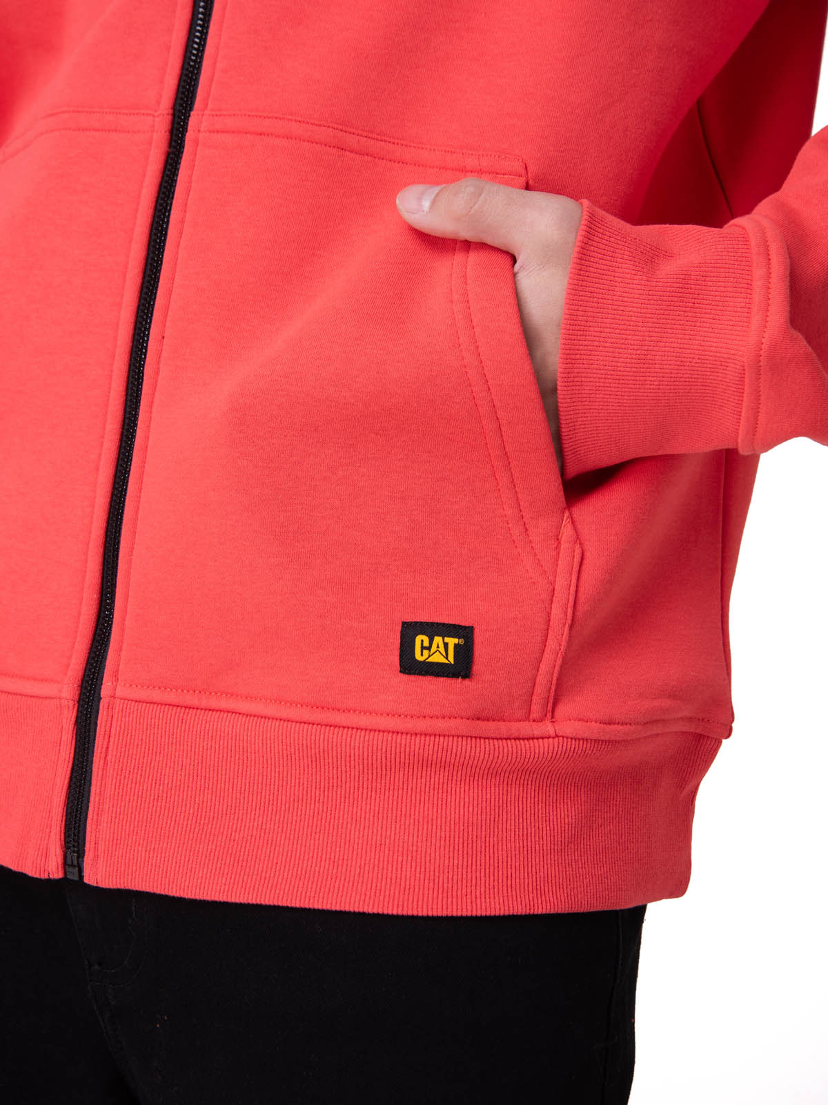 Poleron Hombre Fleece Cat Patch Ful Rosado
