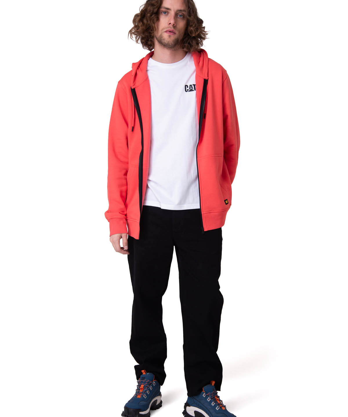 Poleron Hombre Fleece Cat Patch Ful Rosado