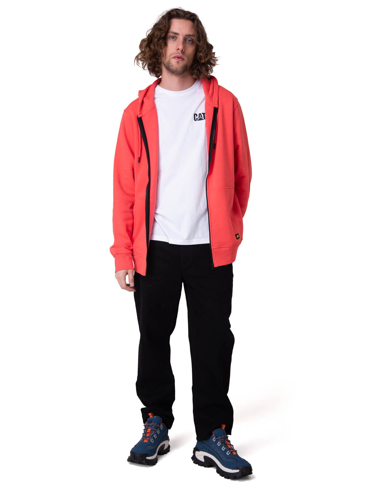 Poleron Hombre Fleece Cat Patch Ful Rosado