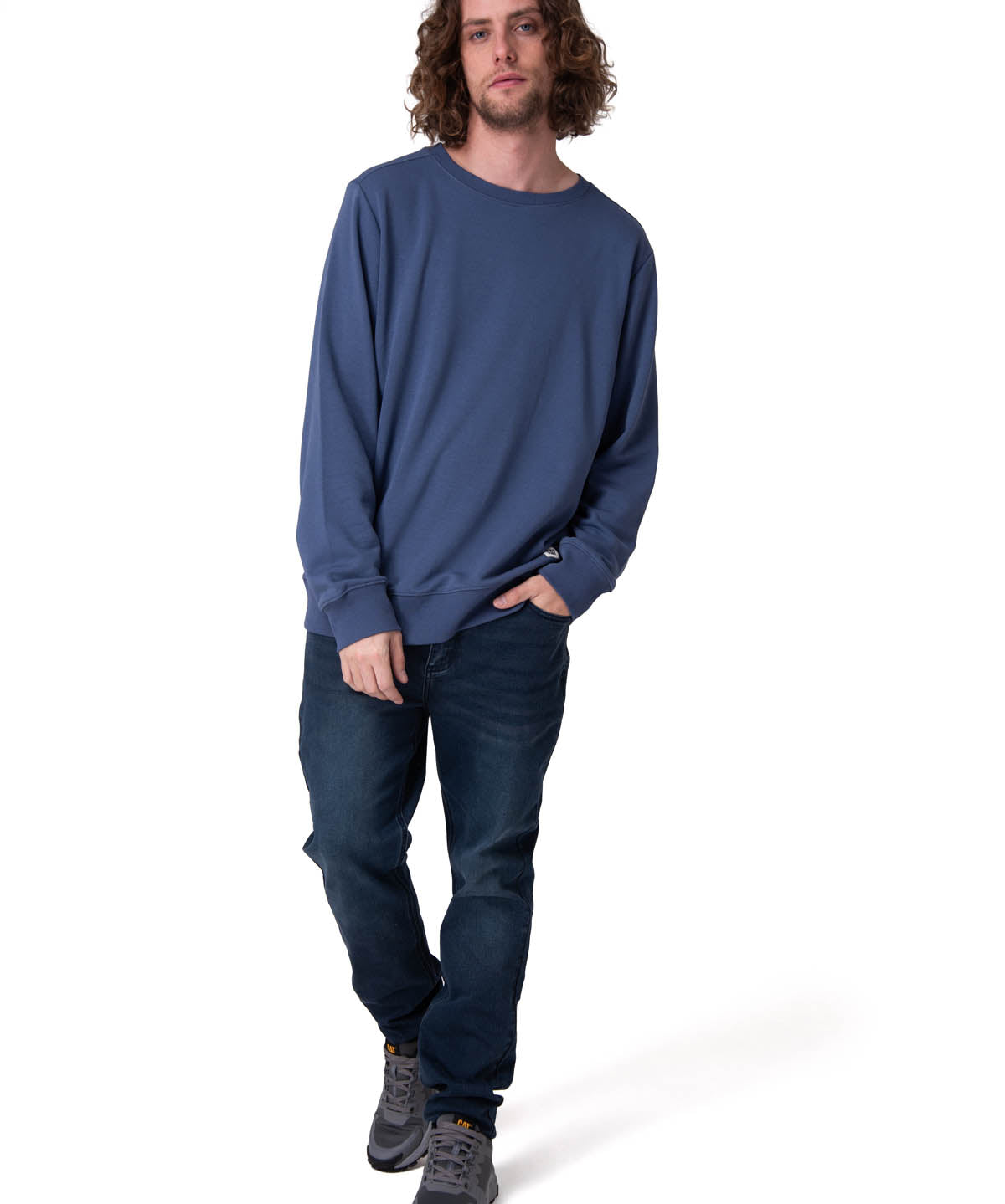 Poleron Hombre Cat Patch French Ter Azul