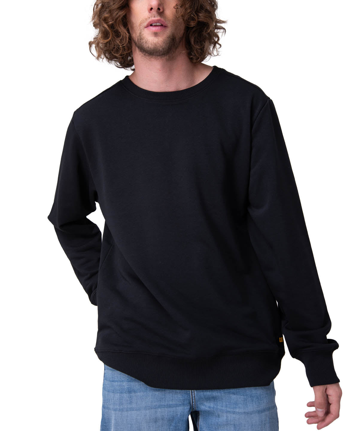 Poleron Hombre French Terry Cw Neck Negro