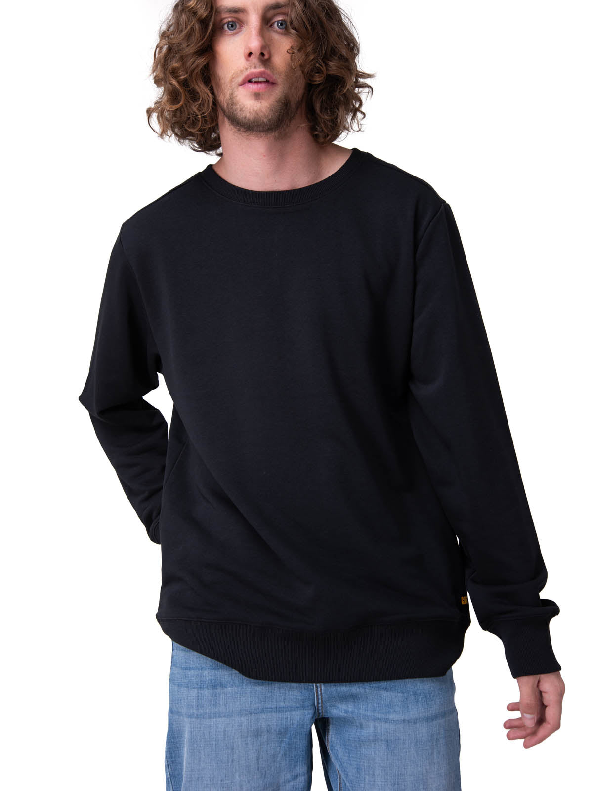 Poleron Hombre French Terry Cw Neck Negro