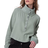 Poleron Mujer Waffle Pull-Over Verde