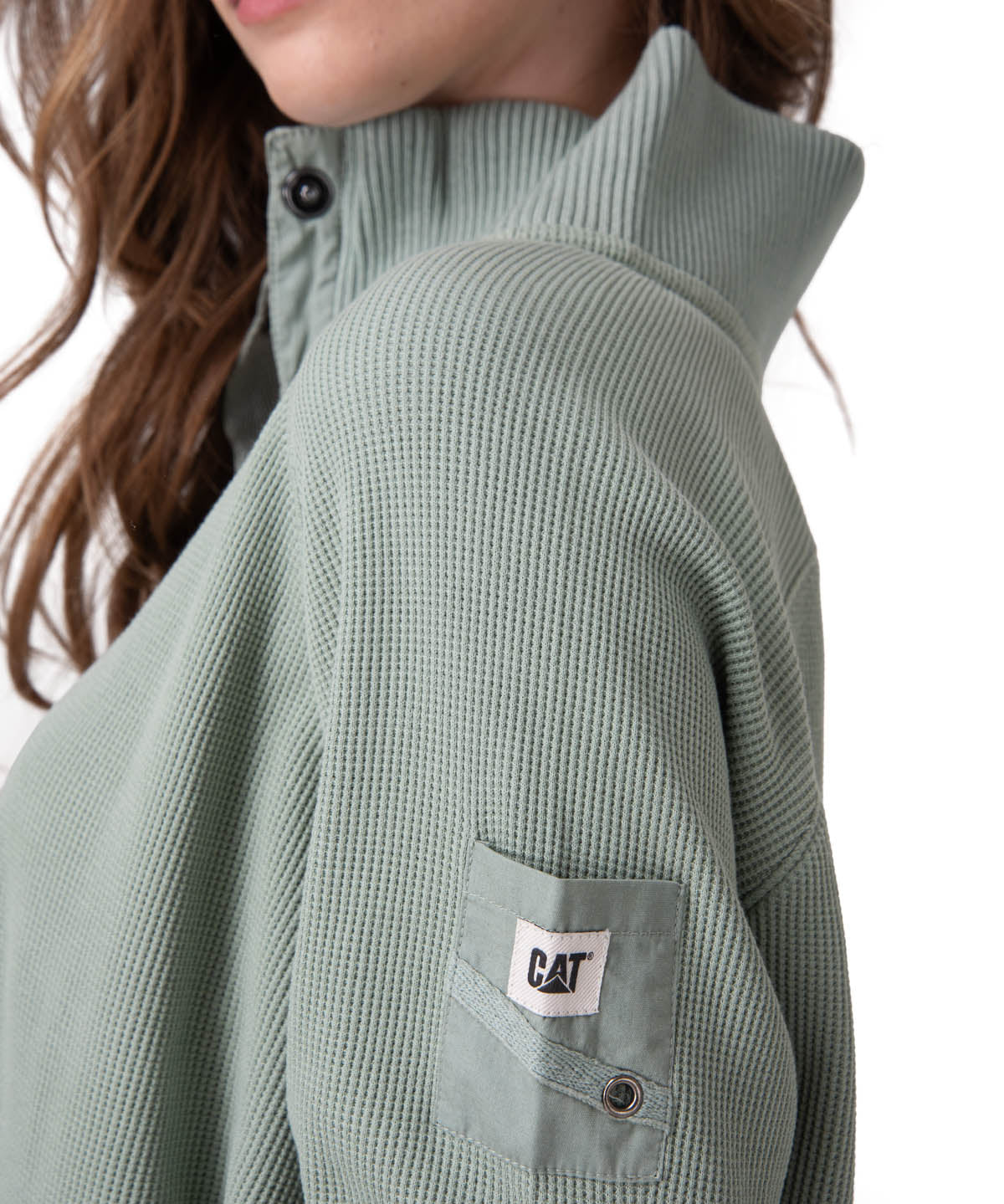 Poleron Mujer Waffle Pull-Over Verde