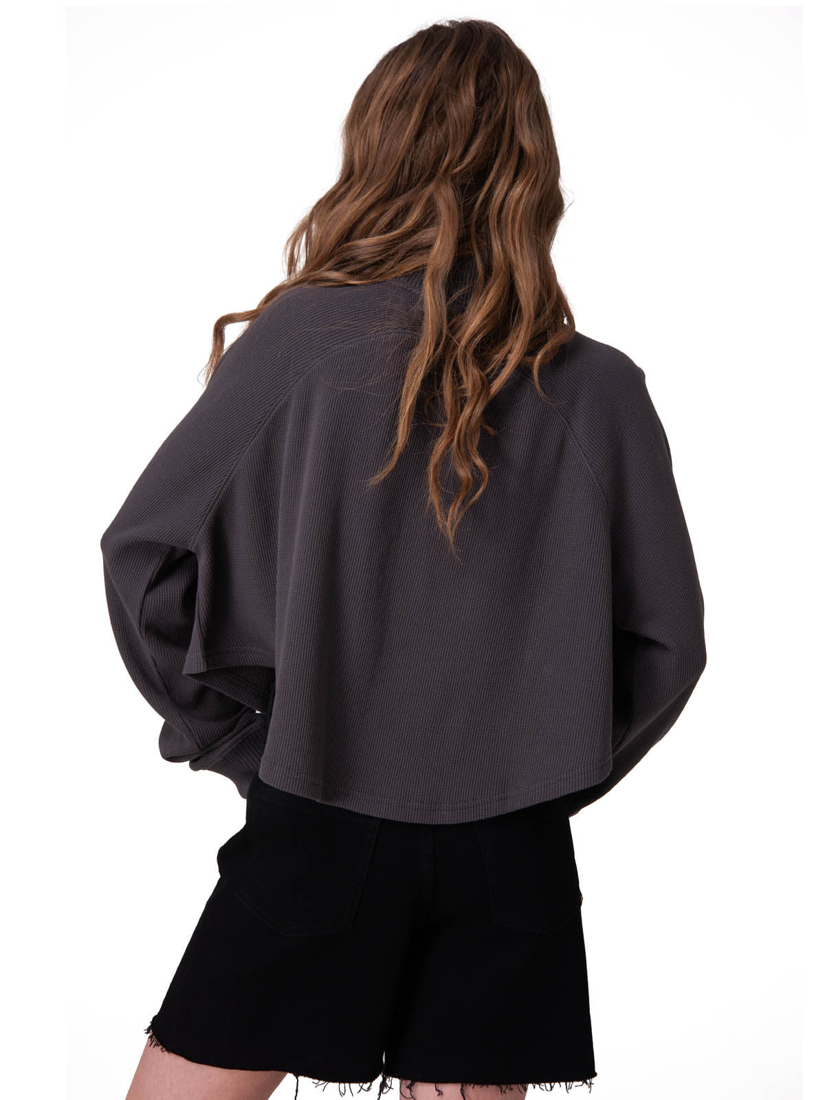 Poleron Mujer Waffle Pull-Over Negro