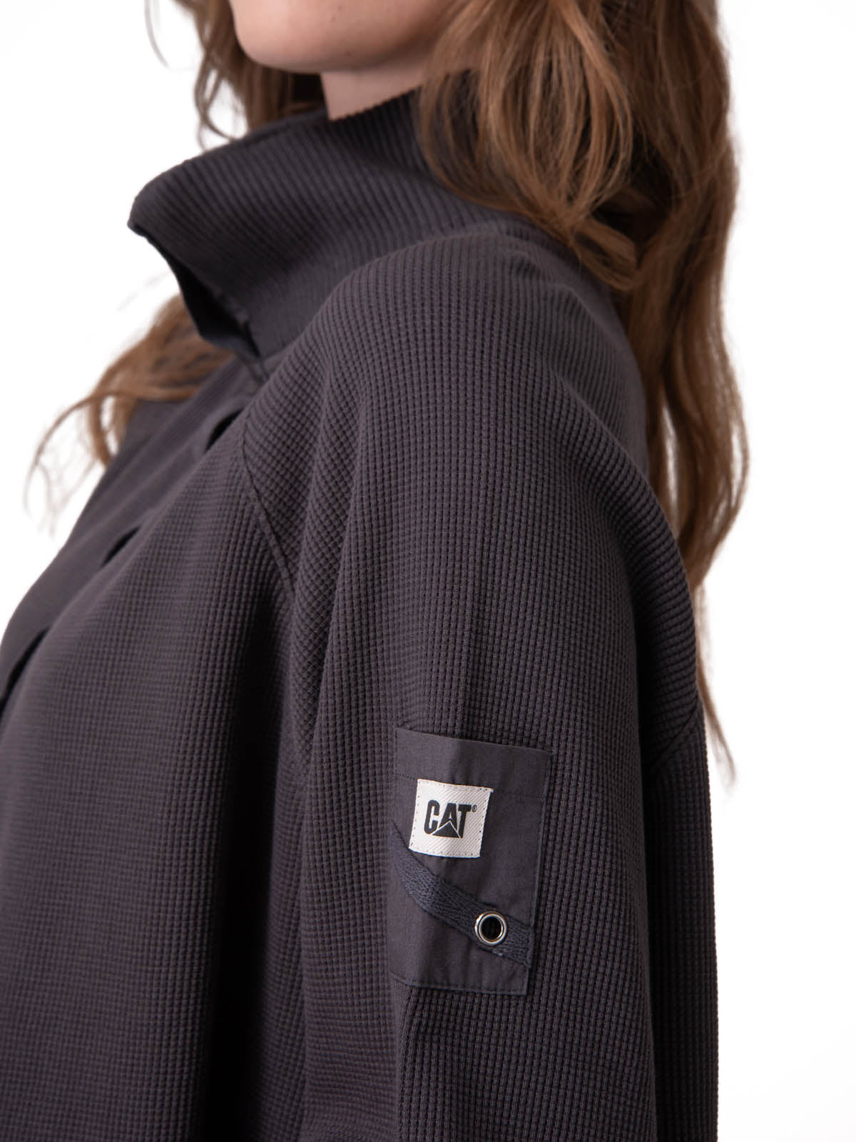 Poleron Mujer Waffle Pull-Over Negro