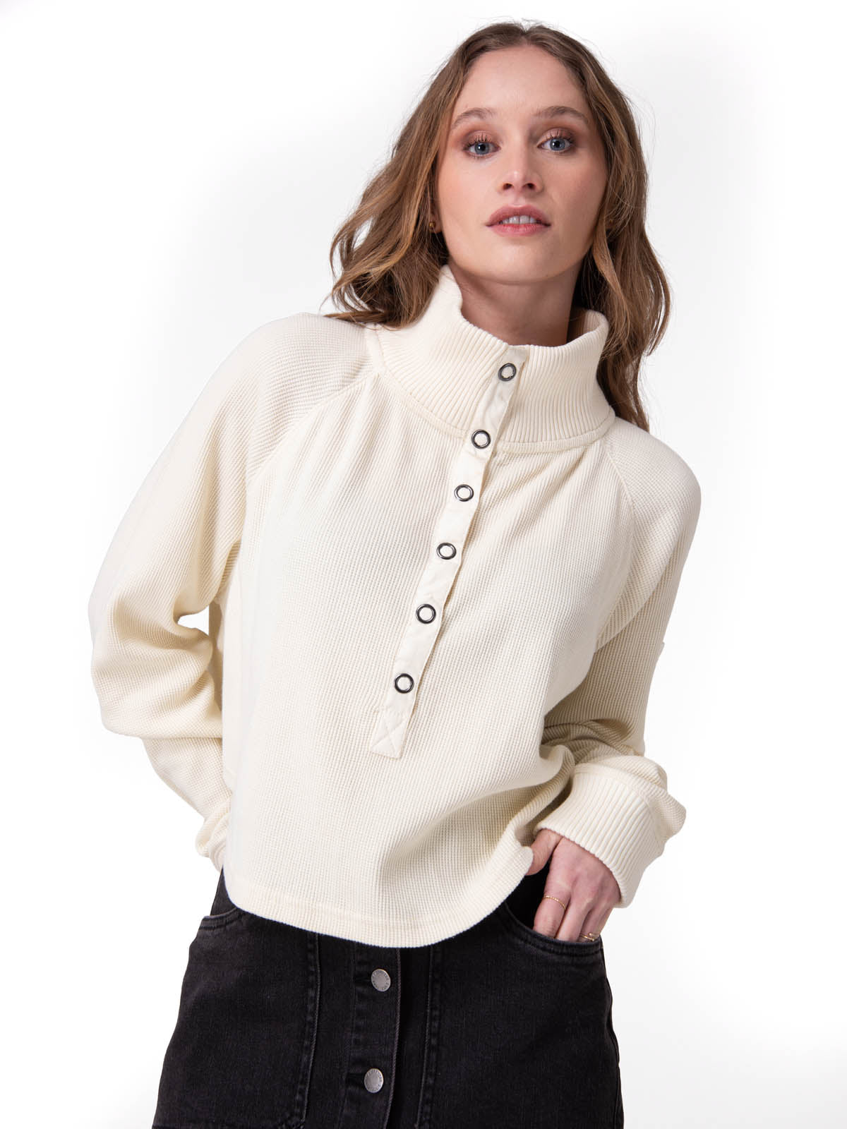 Poleron Mujer Waffle Pull-Over Rosado