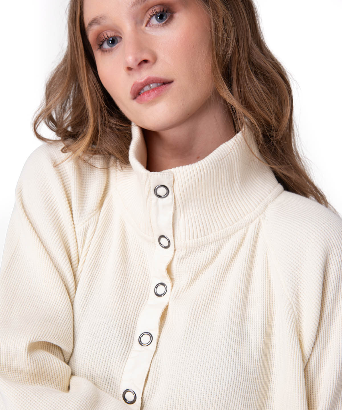 Poleron Mujer Waffle Pull-Over Rosado