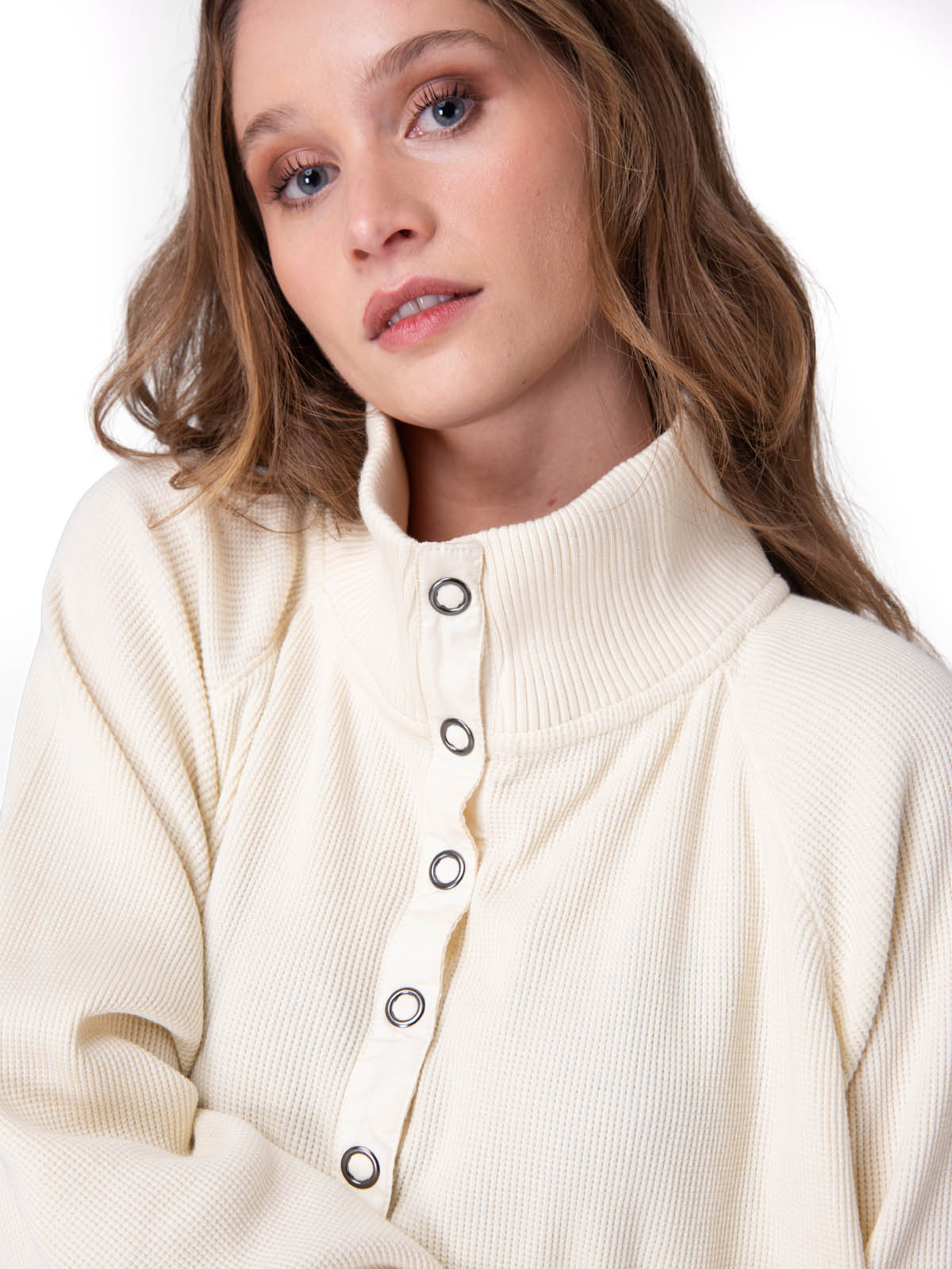 Poleron Mujer Waffle Pull-Over Rosado