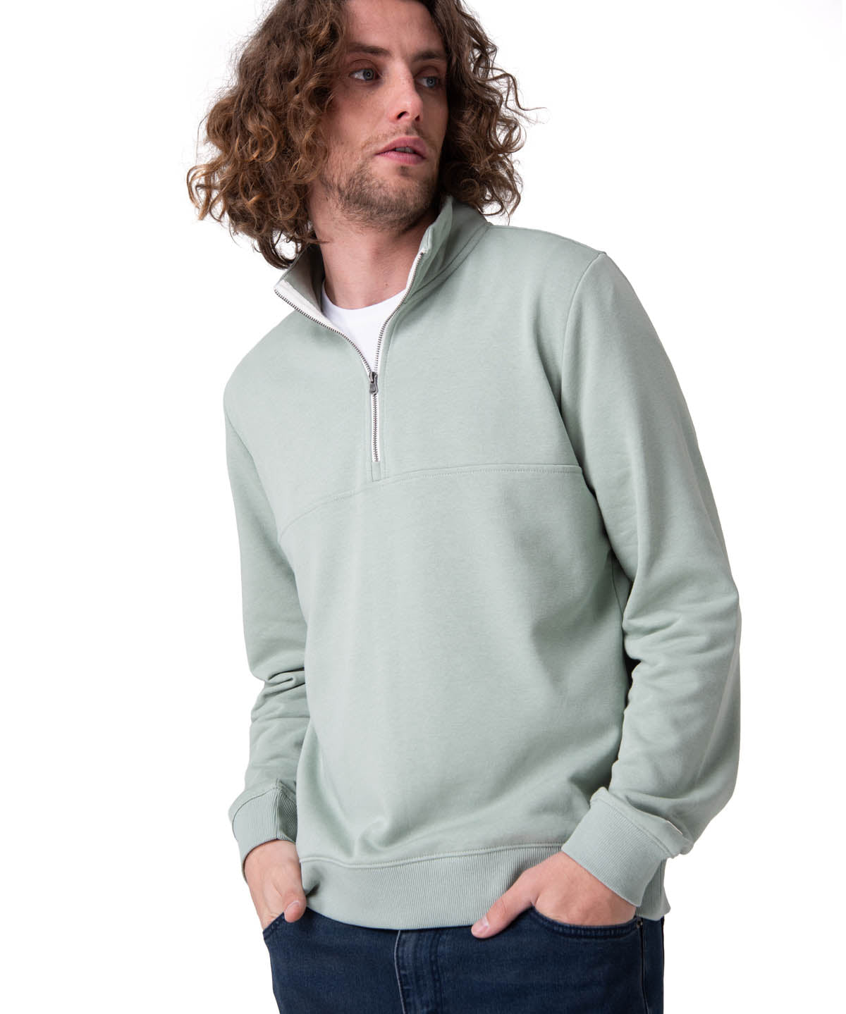 Poleron Hombre Quarter Zip Cozy Pul Verde